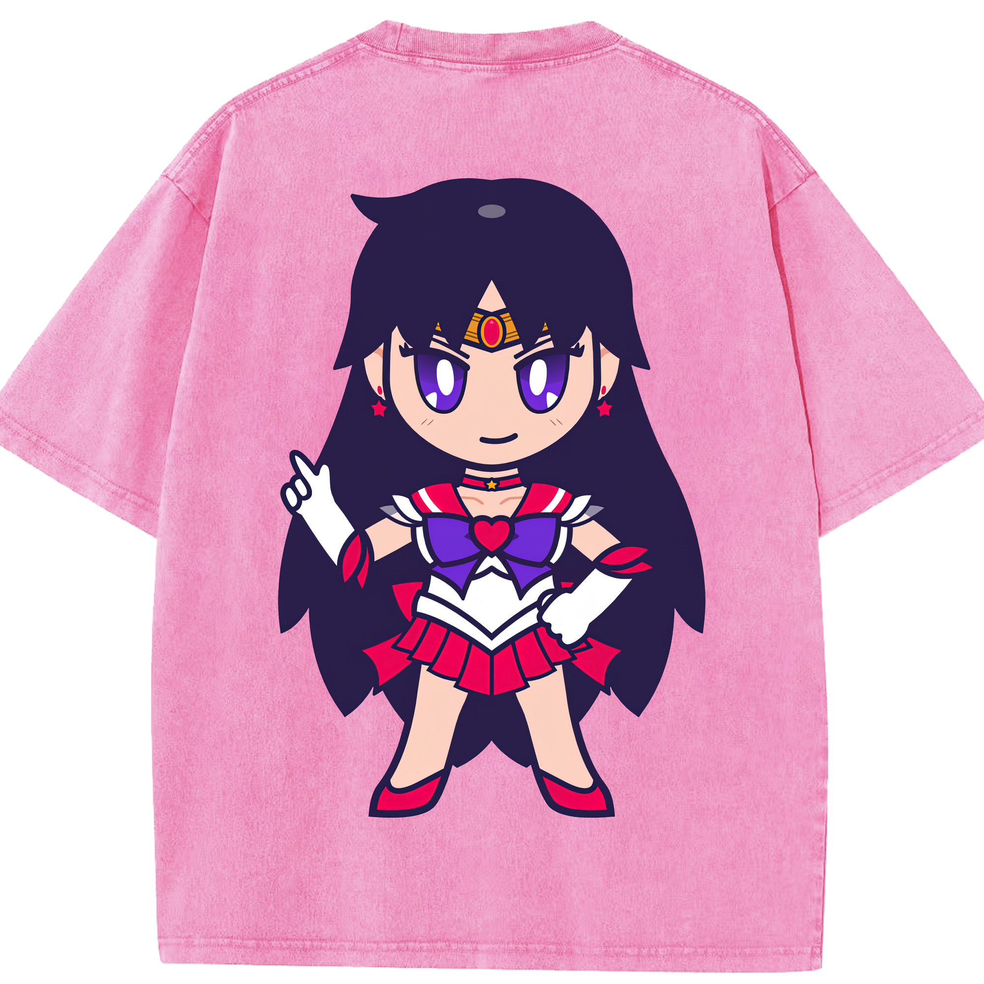 （画像用） 美少女戦士セーラームーン 火野レイ ひの レイ Sailor Moon Hino Rei （セーラーマーズ,Sailor Mars） 綿100% ヴィンテージ風 半袖Tシャツ（背面プリント）